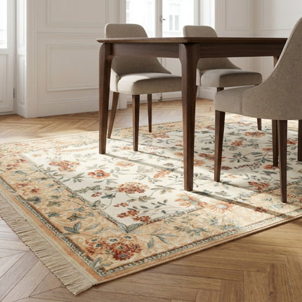 Vloerkleed Oriental Flowers - Geel/Crème