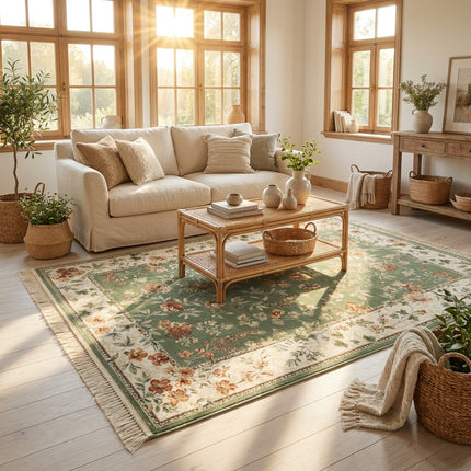 Vloerkleed Oriental Flowers - Groen