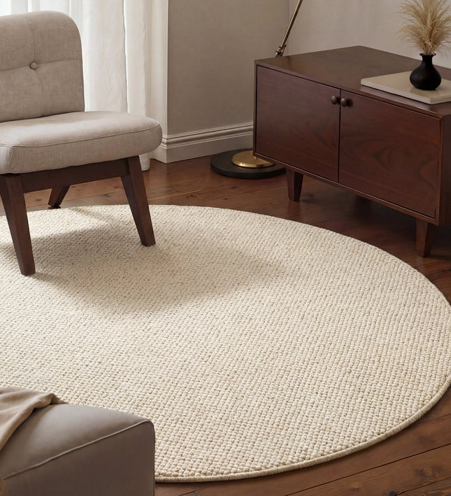 Vloerkleed Rond Wool - Creme - Sfeer