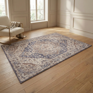 Vloerkleed Vintage Sand - Beige/Blauw