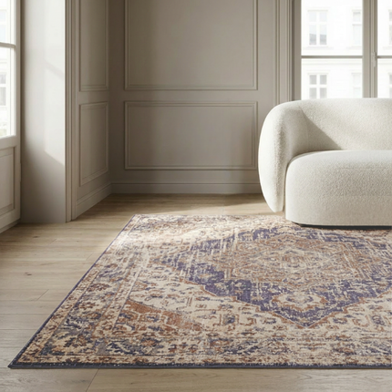 Vloerkleed Vintage Sand - Beige/Blauw