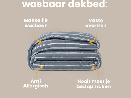 Easy Dekbed Zonder Overtrek - Double Stripe - Blauw