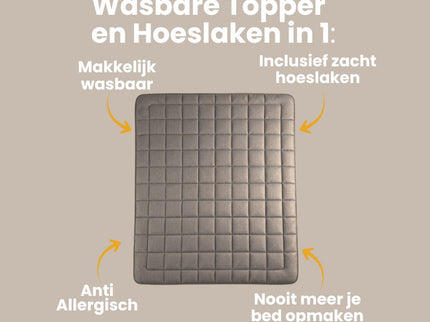 Wasbare Topper & Hoeslaken in 1 – Ultiem Slaapcomfort - Taupe