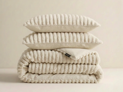 Dekbedovertrek Teddy Rib - Creme/Off White