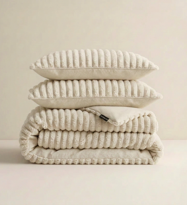 Dekbedovertrek Teddy Rib - Creme/Off White