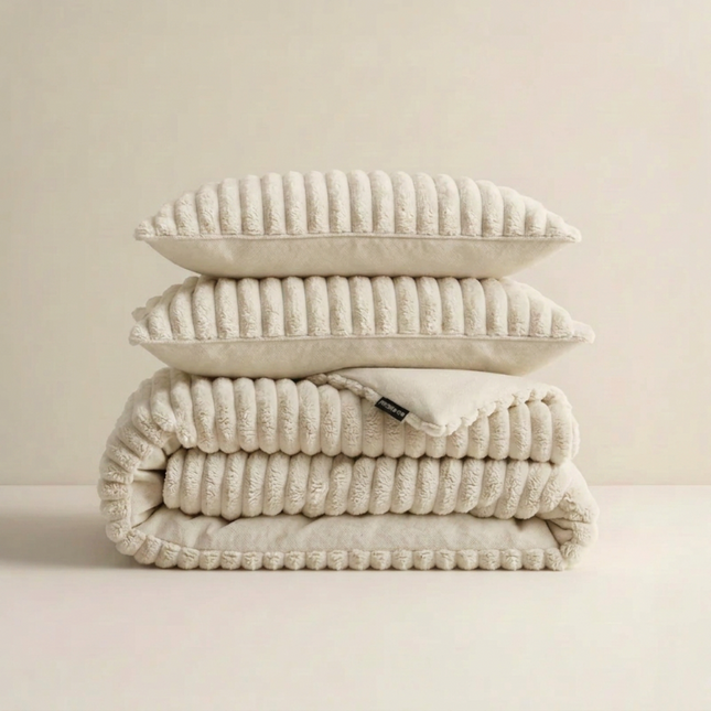 Dekbedovertrek Teddy Rib - Creme/Off White
