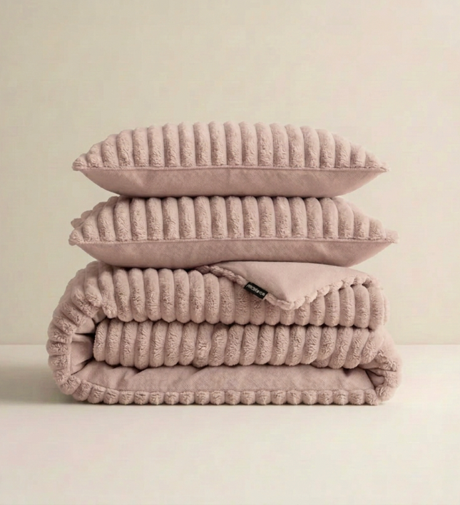 Dekbedovertrek Teddy Rib- Oud Roze