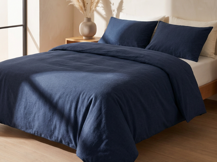 Dekbedovertrek Katoen Flanel - Uni - Navy