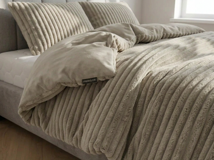 Dekbedovertrek Teddy Rib - Taupe