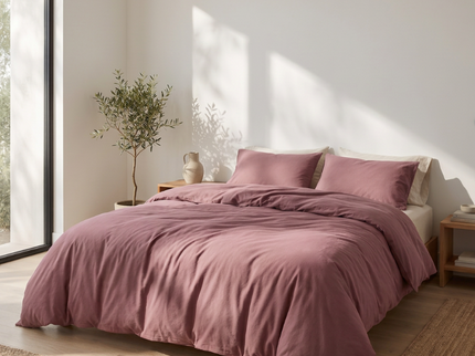 Dekbedovertrek Percale Katoen Uni - Oud Roze