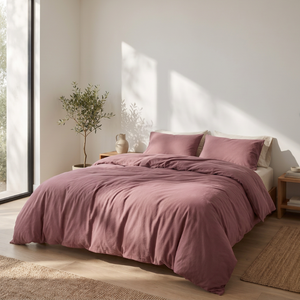 Dekbedovertrek Percale Katoen Uni - Oud Roze