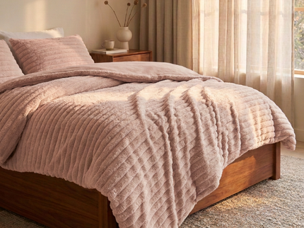 Dekbedovertrek Teddy Rib- Oud Roze