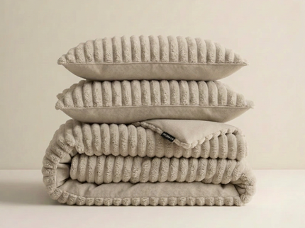 Dekbedovertrek Teddy Rib - Taupe