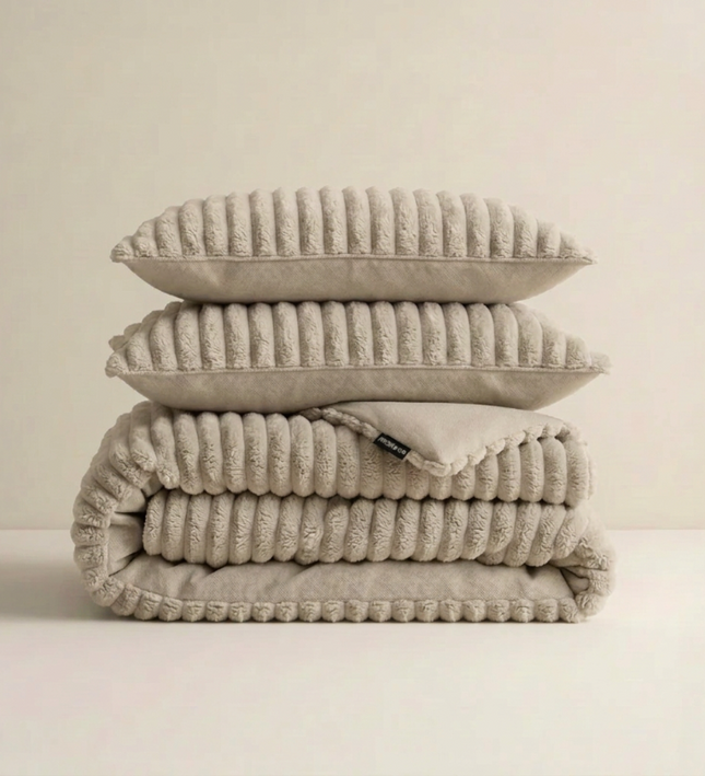 Dekbedovertrek Teddy Rib - Taupe