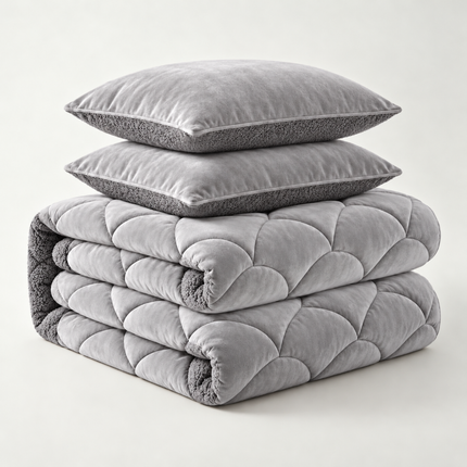 Lazy Dekbed Zonder Overtrek Teddy en Velvet - Taupe/Grijs