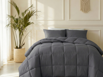 Lazy Dekbed Zonder Overtrek - Percale Katoen - Antraciet