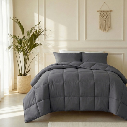 Lazy Dekbed Zonder Overtrek - Percale Katoen - Antraciet