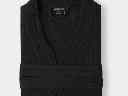 Badjas Mousseline Katoen - Zwart