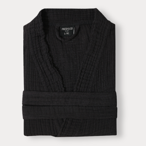 Badjas Mousseline Katoen - Zwart