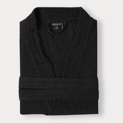 Badjas Mousseline Katoen - Zwart