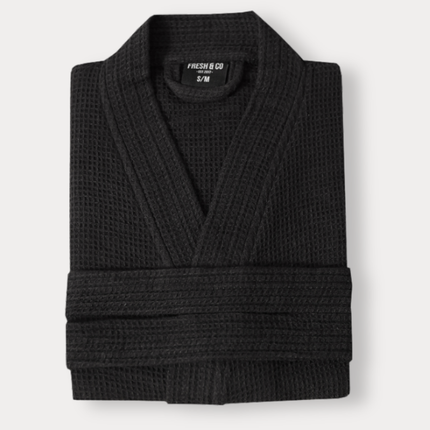 Badjas Wafel Katoen - Zwart