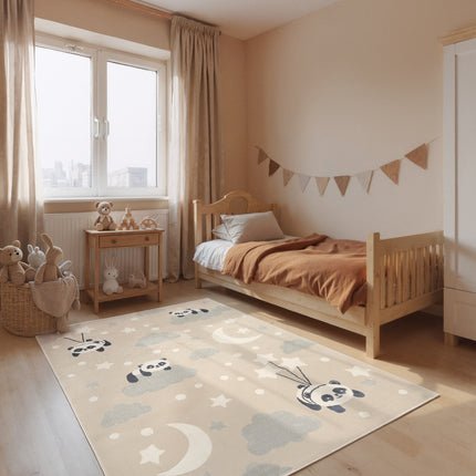 Vloerkleed Dreamy Panda Rechthoekig - Beige Multicolor
