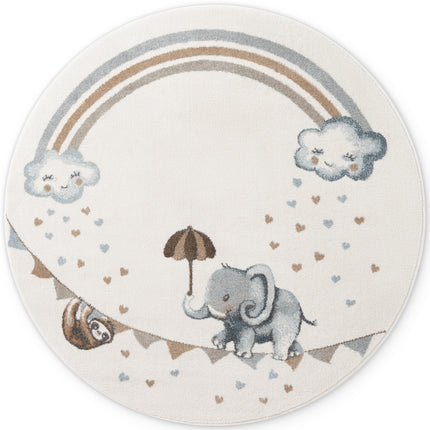Vloerkleed Walk like an Elephant Rainbow Rond - Creme, veelkleurig