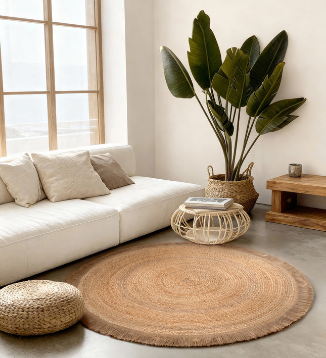 Vloerkleed Nuru Rond - Natuurlijk goud