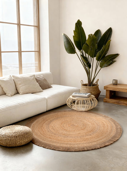 Vloerkleed Nuru Rond - Natuurlijk goud