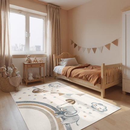 Vloerkleed Walk like an Elephant Rainy Party Rechthoekig - Creme, veelkleurig