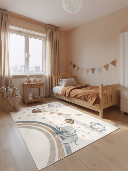 Vloerkleed Walk like an Elephant Rainy Party Rechthoekig - Creme, veelkleurig