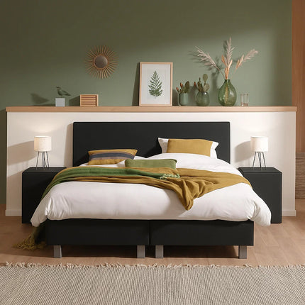 Leegverkoop: Boxspring Julia Relax - Zwart - 140 x 220 cm