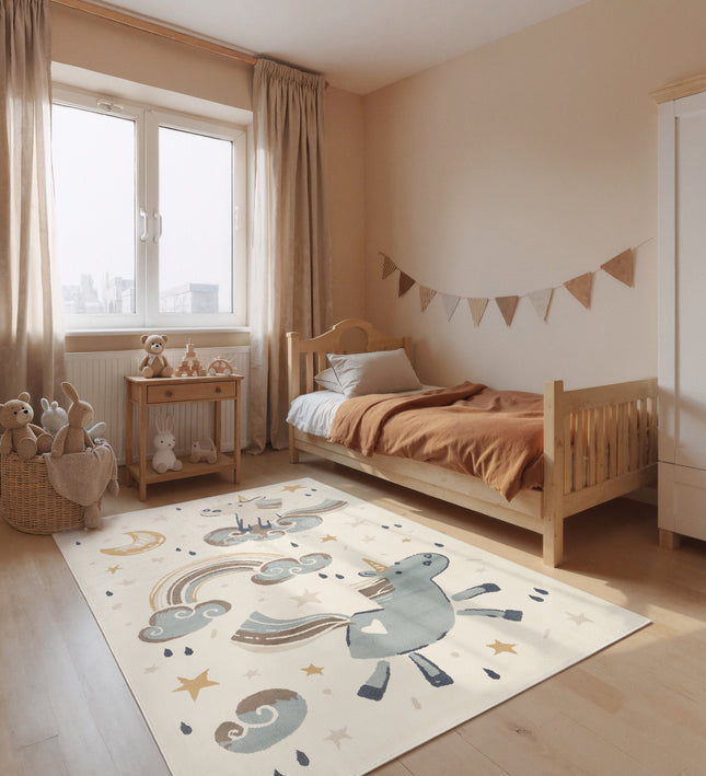 Vloerkleed Einhorn Rechthoekig - Creme Multicolor