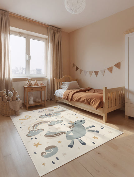 Vloerkleed Einhorn Rechthoekig - Creme Multicolor