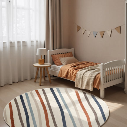Vloerkleed Linnea Rond - Creme Multicolor
