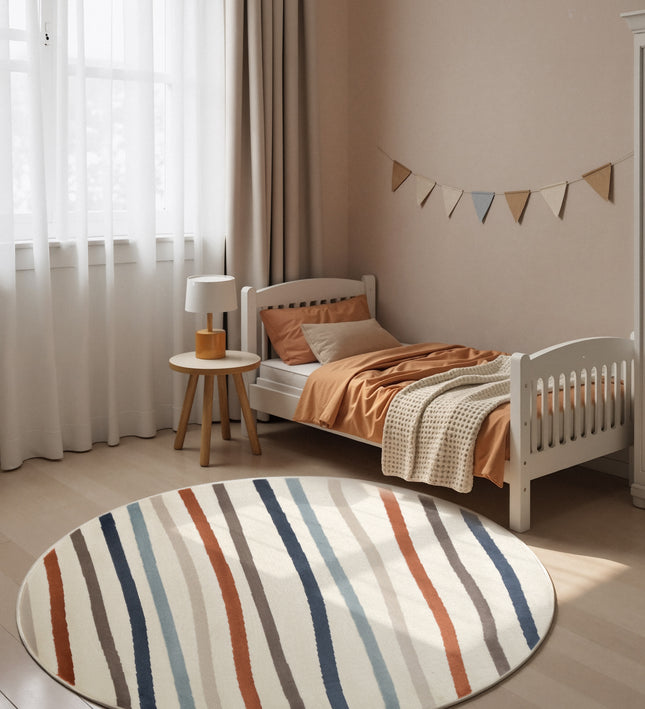 Vloerkleed Linnea Rond - Creme Multicolor