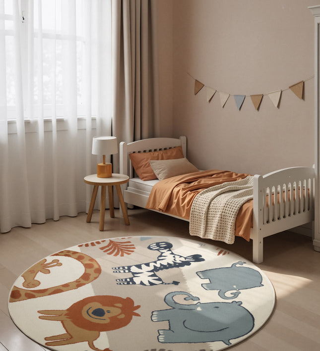 Vloerkleed Savanna Rond - Creme Multicolor