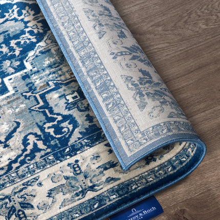 Vloerkleed Jehanne Rechthoekig - blauw creme