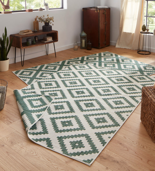 Vloerkleed Malta Rechthoekig - groen, creme