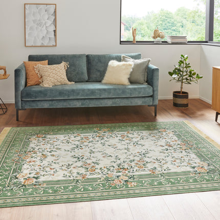 Vloerkleed Antik Flowers  - creme, groen