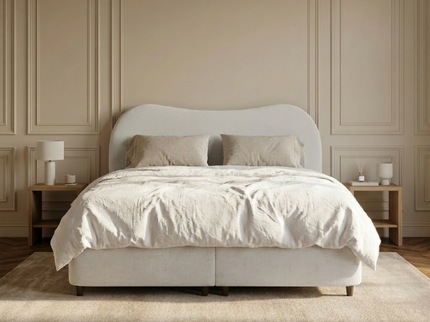 Boxspring Dreamhouse Arcus met opbergruimte in off-white, sfeerbeeld slaapkamer