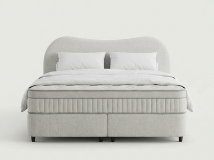 Boxspring Dreamhouse Arcus met opbergruimte in off-white, vooraanzicht