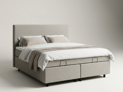 Boxspring Julia met opbergruimte in beige en matras, studiofoto