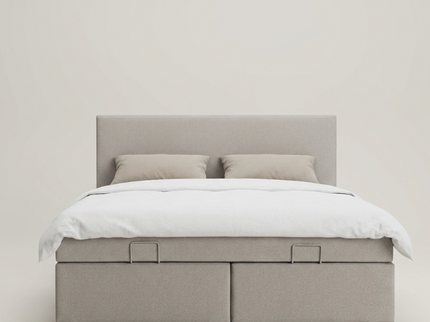 Boxspring Julia met opbergruimte in beige, vooraanzicht