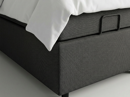 Boxspring Julia in zwart, detail van zijkant met matras