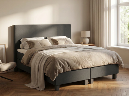 Boxspring Julia Relax in antraciet, sfeerbeeld met natuurlijk licht