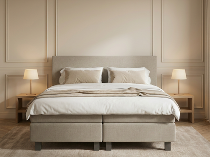 Boxspring Julia Relax in beige, sfeerbeeld klassieke slaapkamer