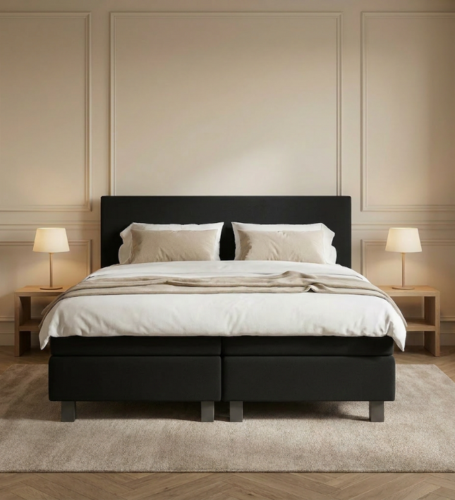 Boxspring Julia Relax in zwart, sfeerbeeld klassieke slaapkamer