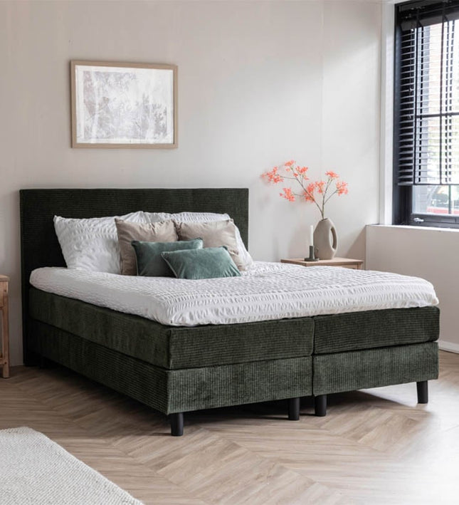 Boxspring Julia Rib - Olijfgroen - 180 x 200 cm