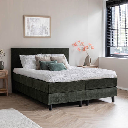Boxspring Julia Rib - Olijfgroen - 180 x 200 cm